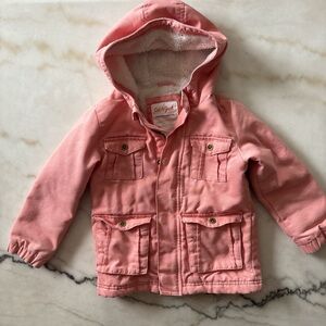 Pink Cat & Jack jacket with hood and multiple pockets. Size: 4T